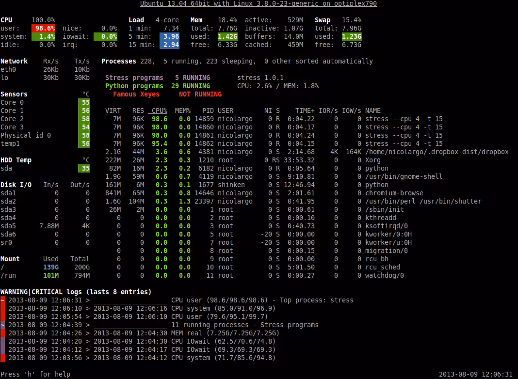 Glances screenshot