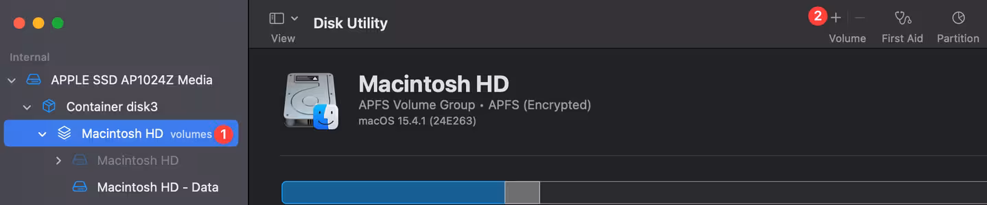 Mac OS create volume